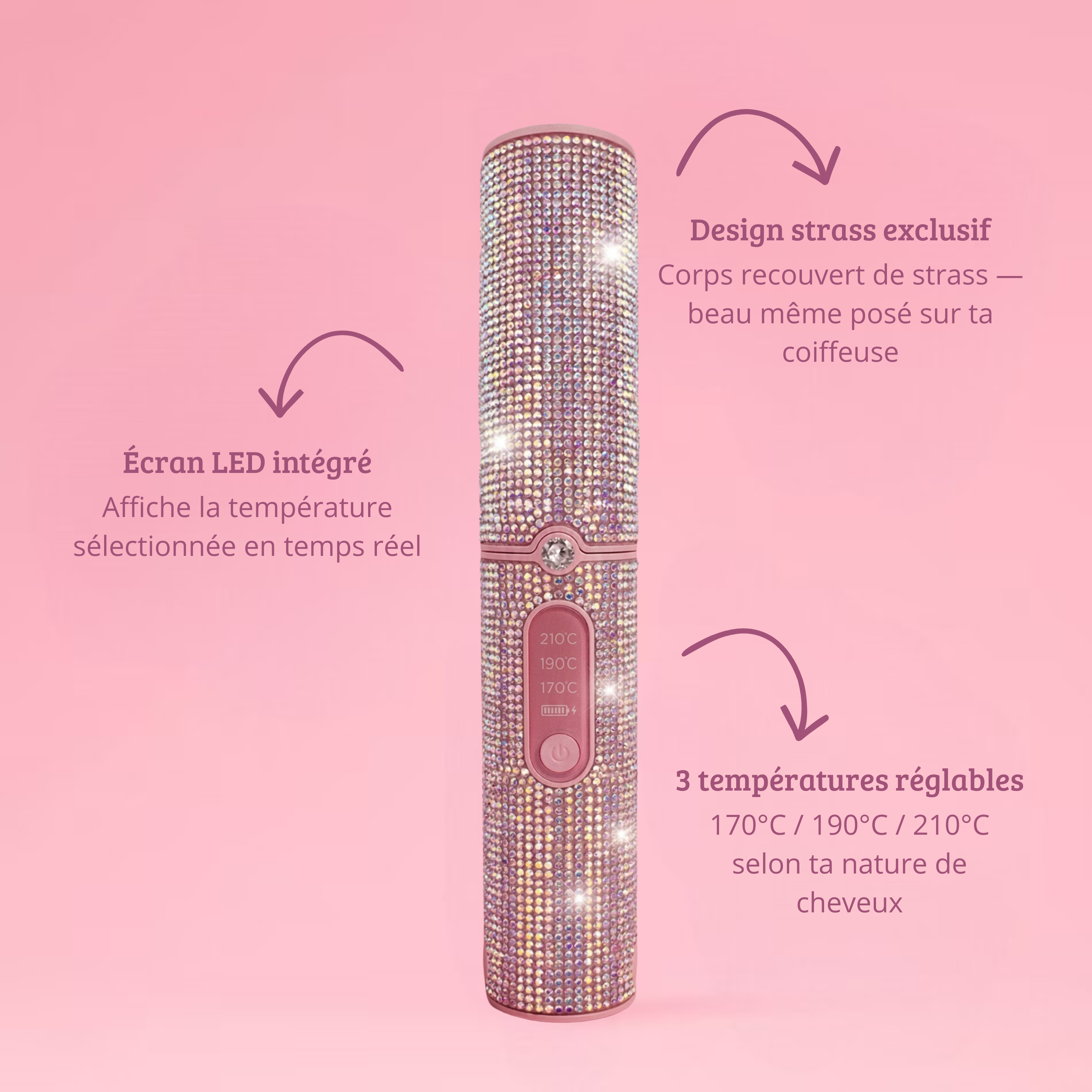 Mini Lisseur Sans Fil a Strass